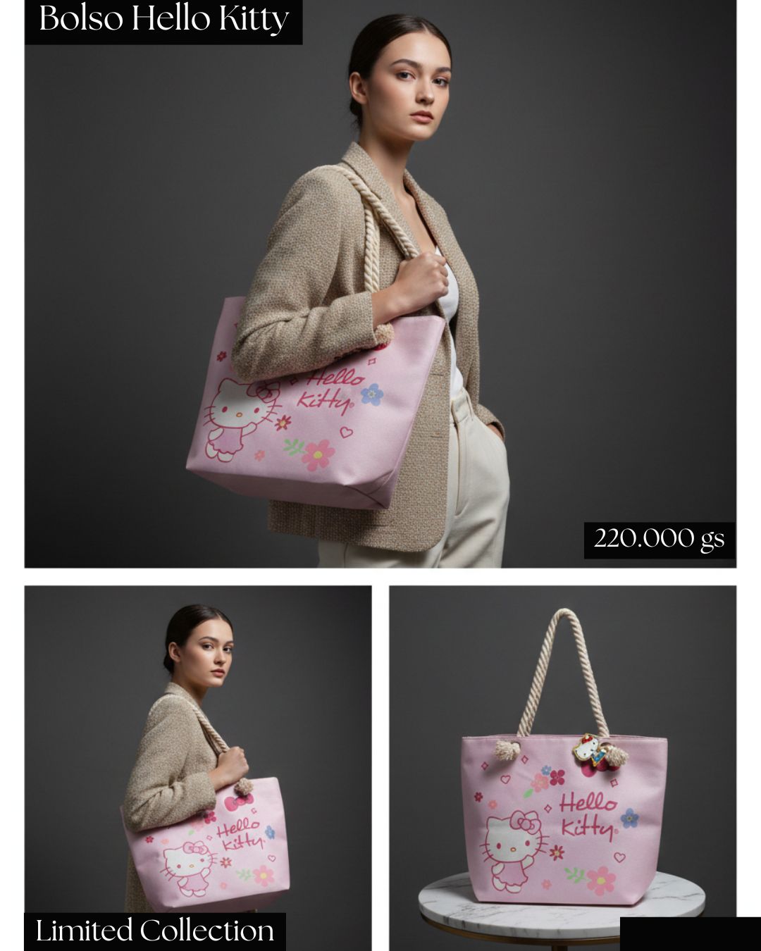 ?Bolso Hello Kitty Floreado Rosa
