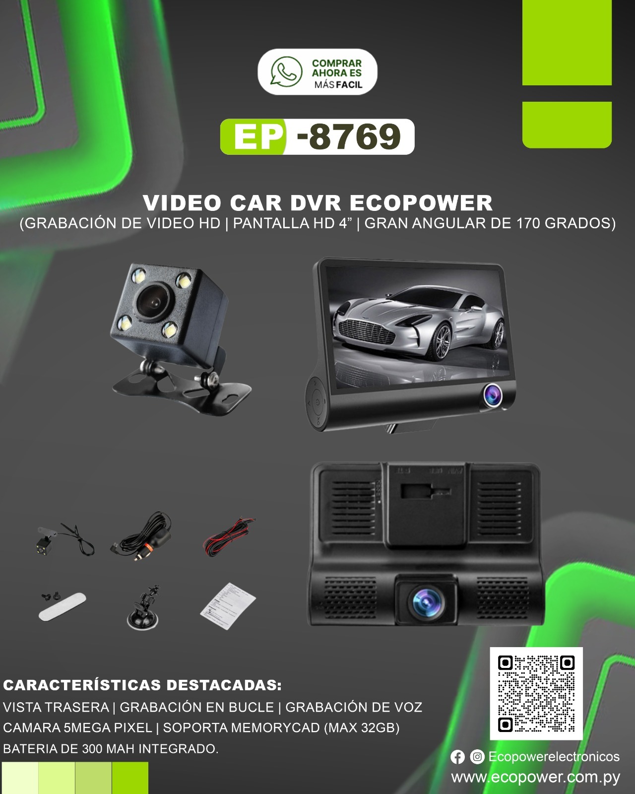 🚗 C&Aacute;MARA DVR PARA AUTO 3 EN 1
