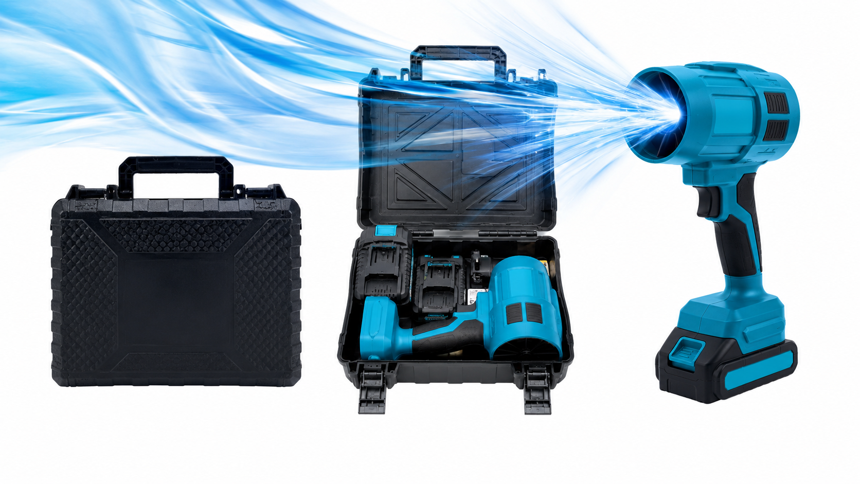 Soplador Turbo Inal&aacute;mbrico 400W de Alta Potencia + 2 Bater&iacute;as y Malet&iacute;n