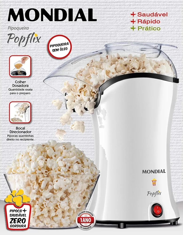 Máquina de hacer pororo sin aceite Mondial Pop Flix PP-04 220v - Blanco