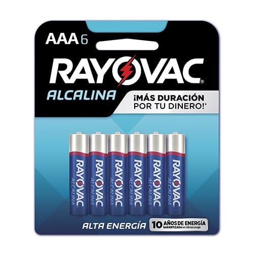 PILA RAYOVAC ALCALINA AAA BLISTER 6 UNIDADES LR03.